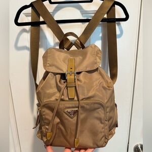 Prada Tan/Brown Nylon Drawstring Backpack